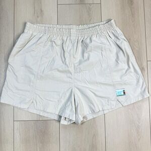 VTG 90s The Short Side Shorts Men's 38 Beige Elastic Waist Nylon Blend 4" Inseam